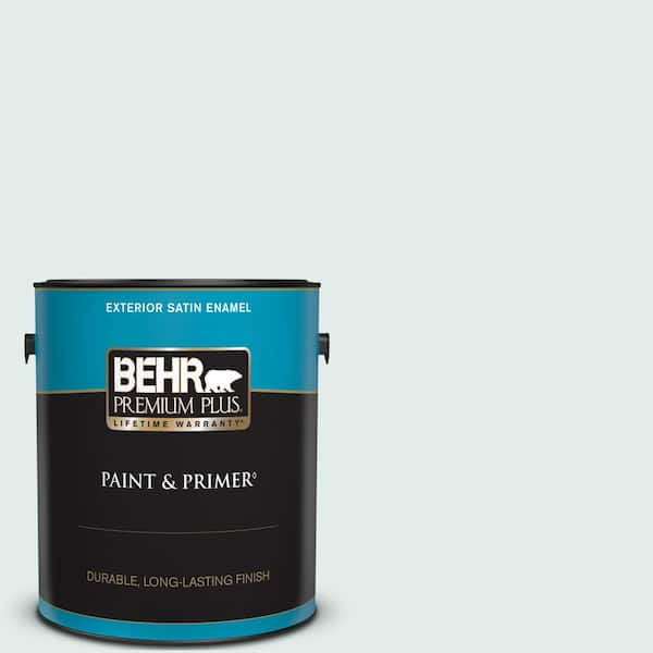 BEHR PREMIUM PLUS 1 gal. #ICC-92 Refreshed Satin Enamel Exterior Paint & Primer