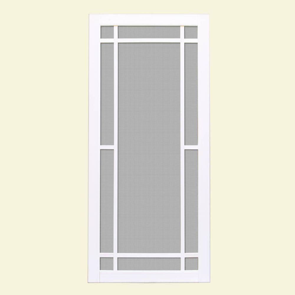 Unique Home Designs 36 In X 80 In Napa White Outswing Vinyl Hinged Screen Door Ishv710036wht The Home Depot