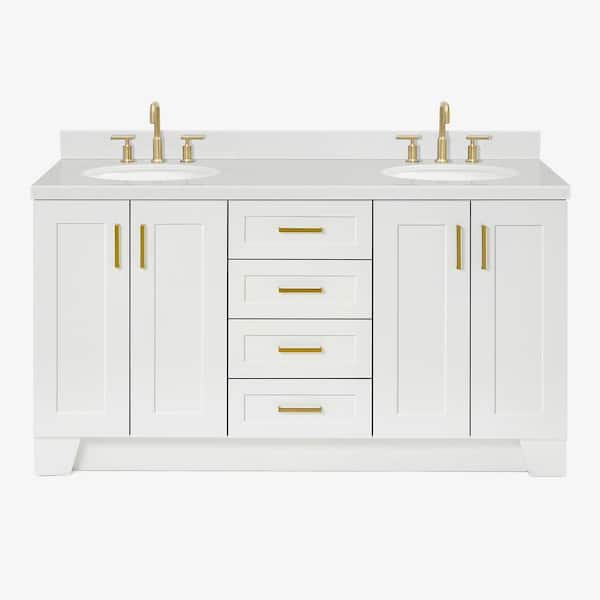 Taylor 66 in. W x 22 in. D x 36 in. H Double Sink Freestanding Bath Vanity in White with Carrara Quartz Top