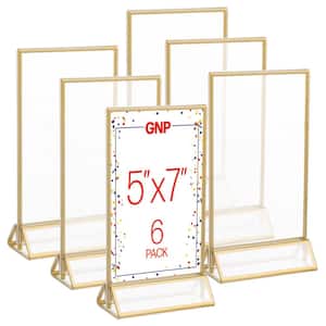 5 x 7 Picture Frames 6-Pk - Floating Frame Set for Table Numbers, Wedding Signs, Photos, or Table Decor -Gold