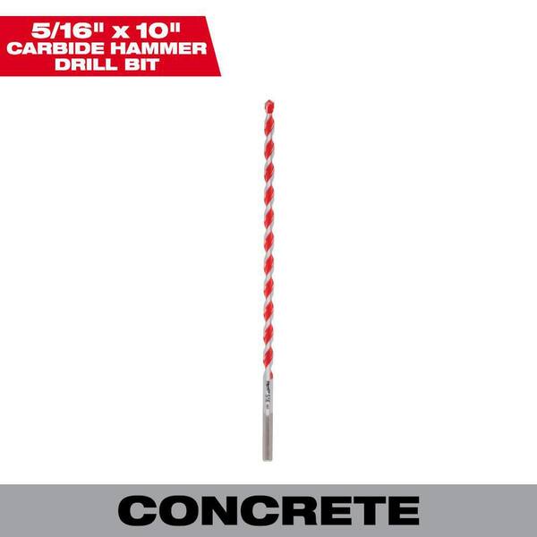Milwaukee 5/16 in. x 8 in. x 10 in. Carbide Hammer Drill Bit