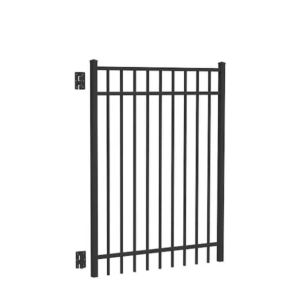 Natural Reflections 4 ft. W x 5 ft. H Black Standard-Duty Aluminum Straight Pre-Assembled Fence Gate