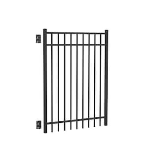 Natural Reflections 4 ft. W x 5 ft. H Black Standard-Duty Aluminum Straight Pre-Assembled Fence Gate