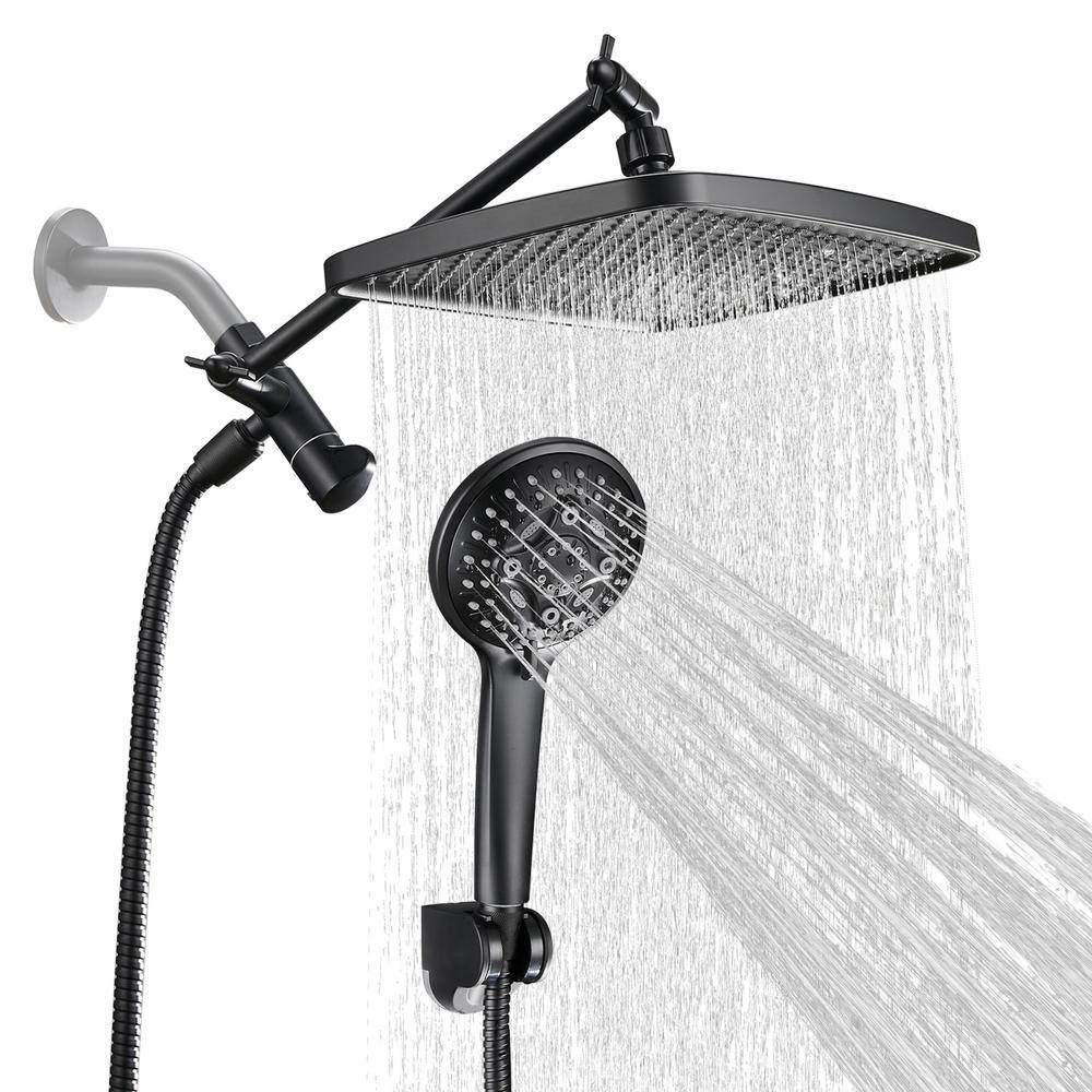 Heemli Rainfull 2-in-1 8-Spray Patterns with 1.8 GPM 12 in. Wall Mount ...