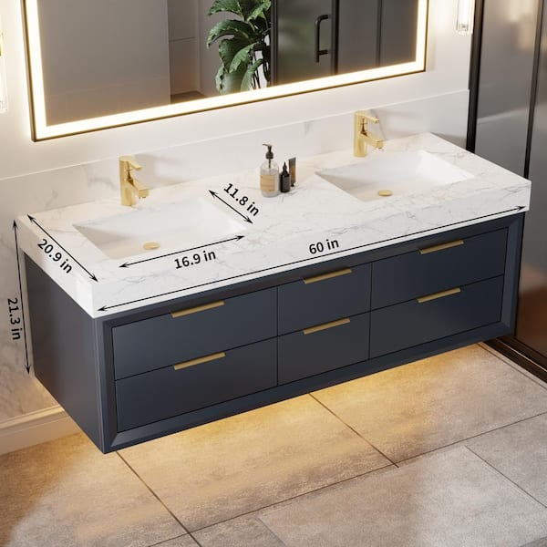 ExBrite MarbleLux 60 in. W x 20.8 in. D x 21.2 in. H Wall