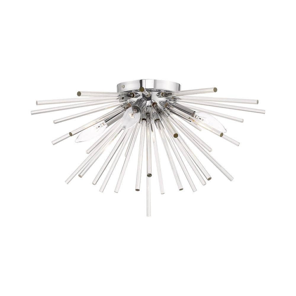 Delano 4-Light Polished Chrome Starburst Semi Flush Mount with Clear Glass Rods price history on PriceWatchPro
