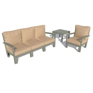 Bespoke Deep Seating 1-Piece Plastic Outdoor Couch Chair and Side Table with Cushions