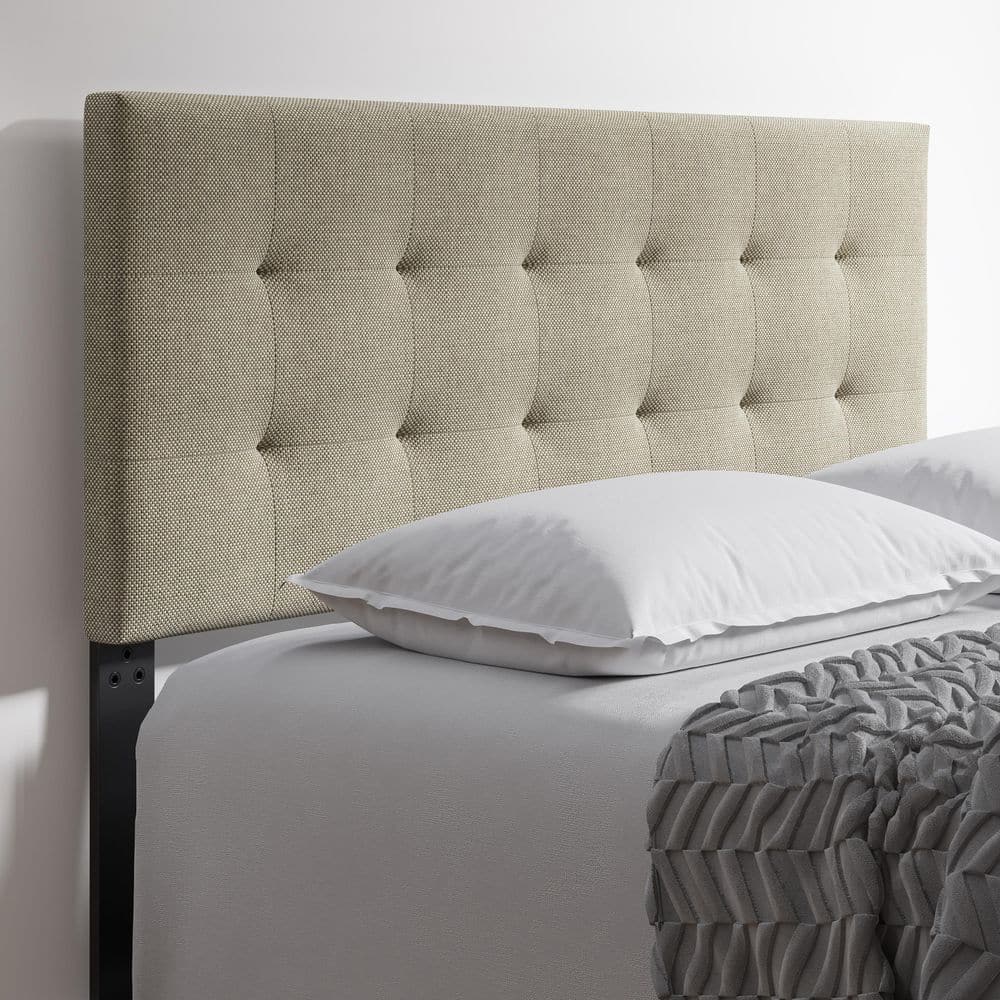 Beige Linen Queen Universal Adjustable Upholstered Headboard