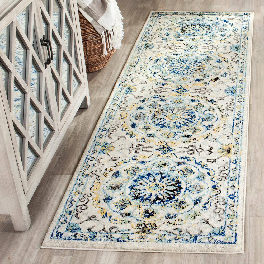Evoke EVK252 Power Loomed Accent Rug - Ivory/Blue - 2'2"x5' - Safavieh.