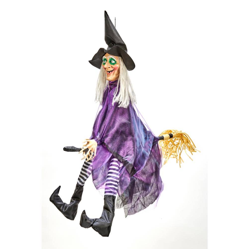36 in. Animated Hanging Witch Halloween Prop with Kicking Legs 4366
