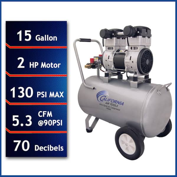 15 Gal. 2.0 HP Ultra Quiet and Oil-Free Air Compressor