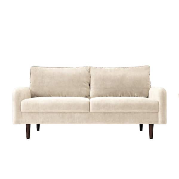 US Pride Furniture Vivo 71.6 in. Beige Velvet 3-Seater Lawson Sofa with Tapered Legs
