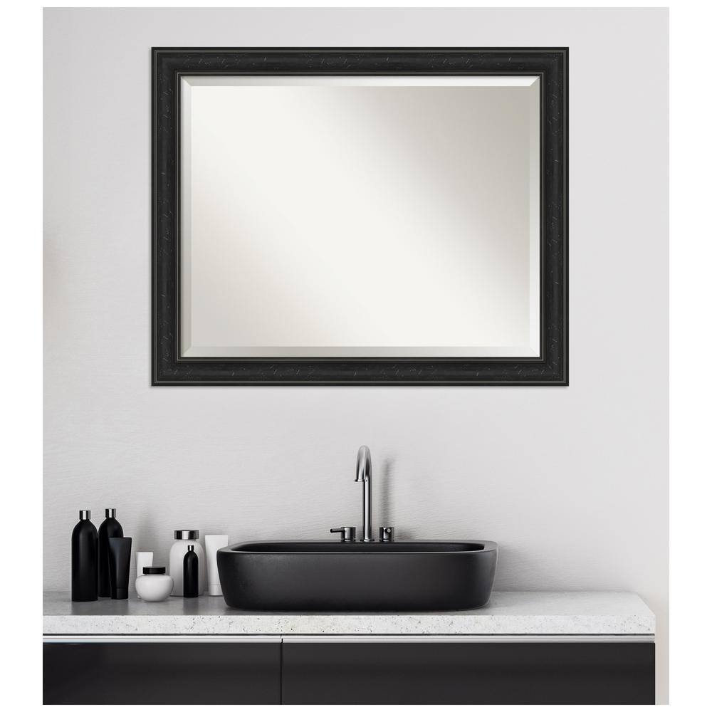 Shipwreck Black Narrow 32" x 26" Beveled Vanity Wall Mirror