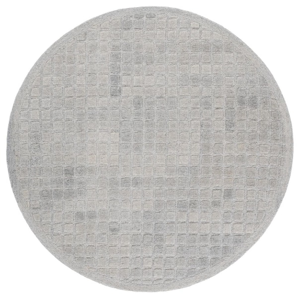 Tile Inlay Rug Round SAFAVIEH Ebony 6 ft. x 6 ft. Gray Abstract Tile Round Area Rug EBN375F ...