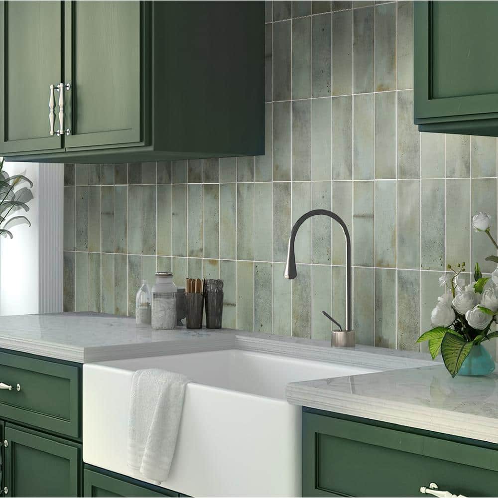 Antiek Glossy Green Ceramic Subway Wall and Floor Tile