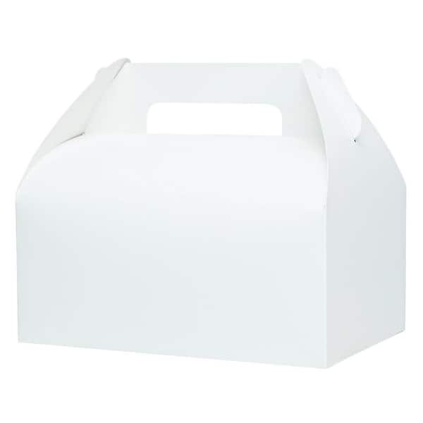 White Cardboard Gable Gift Boxes Disposable Lunch Boxes with Handles for Treats Meals Favors 30 Pack