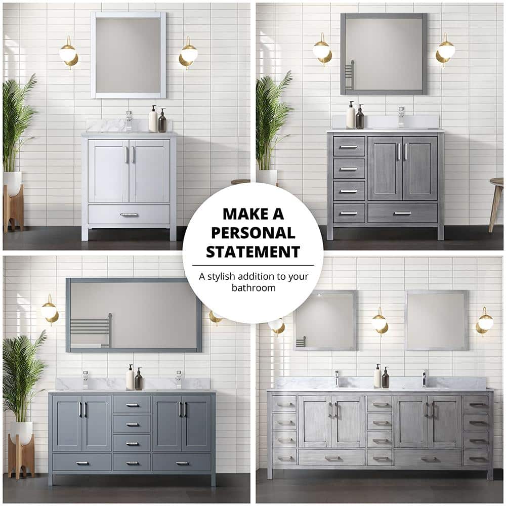Jacques 60" Distressed Gray Solid Birch Double Bathroom Vanity with Mirror