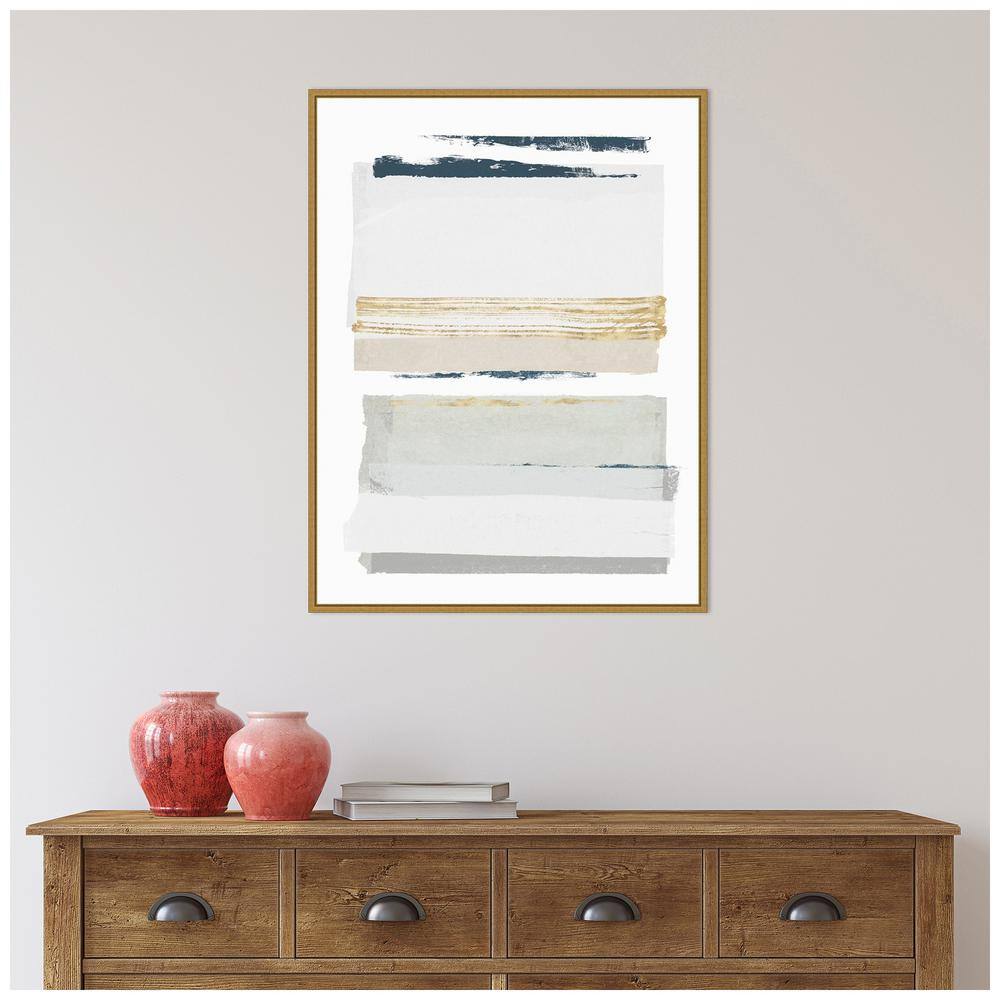 32" x 24" Abstract Gold and Gray Canvas Art