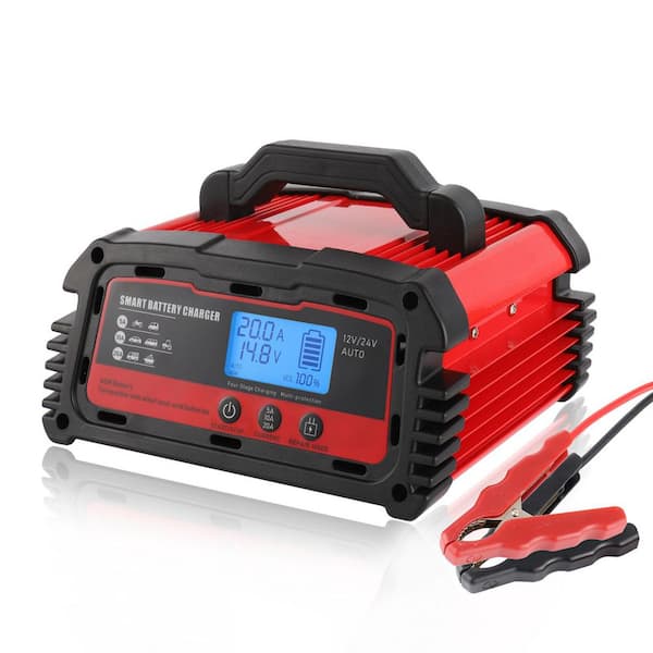 20A, 12V and 24V Dual Voltage Rapid Automotive Battery Smart Charger and Maintainer, for Lead-Acid, Gel, AGM Batteries
