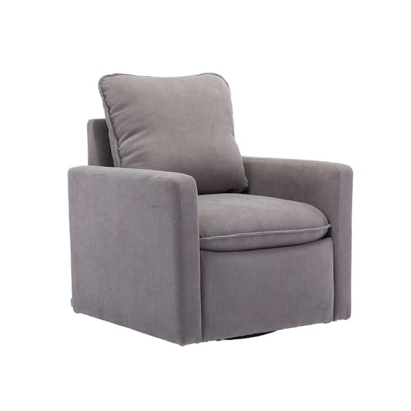 HOMEFUN Modern Comfy Gray Velvet Swivel Barrel Chair
