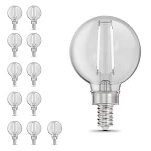 40-Watt Equivalent G16.5 Dimmable White Filament CEC Clear Globe E12 Candelabra LED Light Bulb Soft White 2700K(12-Pack)