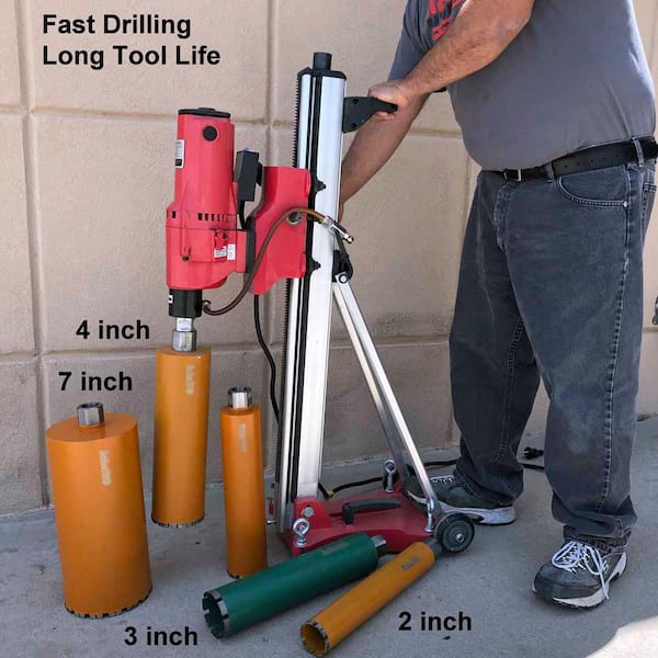 Super Plus Quality 3-Pack 5-Inch Wet Diamond Core Drill Bits for Cutting Concrete and Asphalt 5 Diameter x 17 Length Super Plus Quality 3-Pack 5-Inch Wet Diamond Core Drill Bits for Cutting Concrete and Asphalt 5 Diameter x 17 Length
