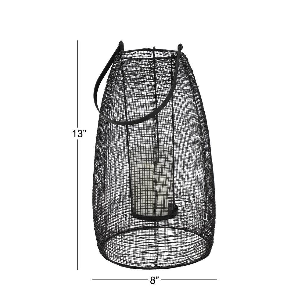 Elegant Black Metal Hurricane Lantern with Clear Glass - 8" x 13"