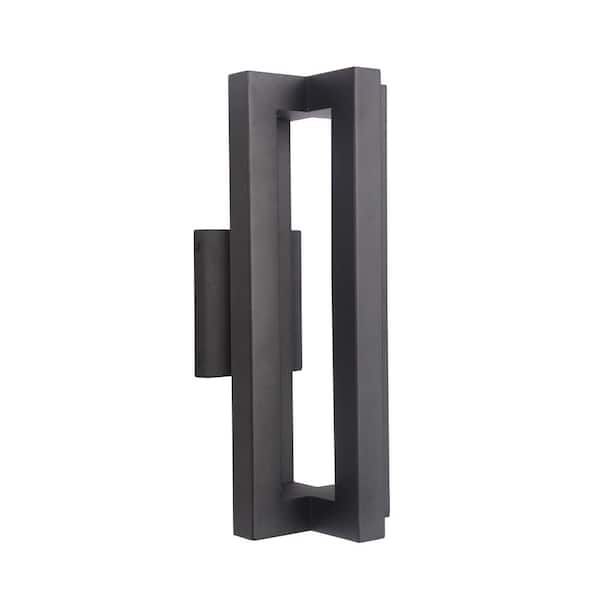 CRAFTMADE Kai 18 in. Textured Black Finish Indoor/Outdoor Hardwired Integrated LED Wall Lantern Sconce with Etched Tempered Glass