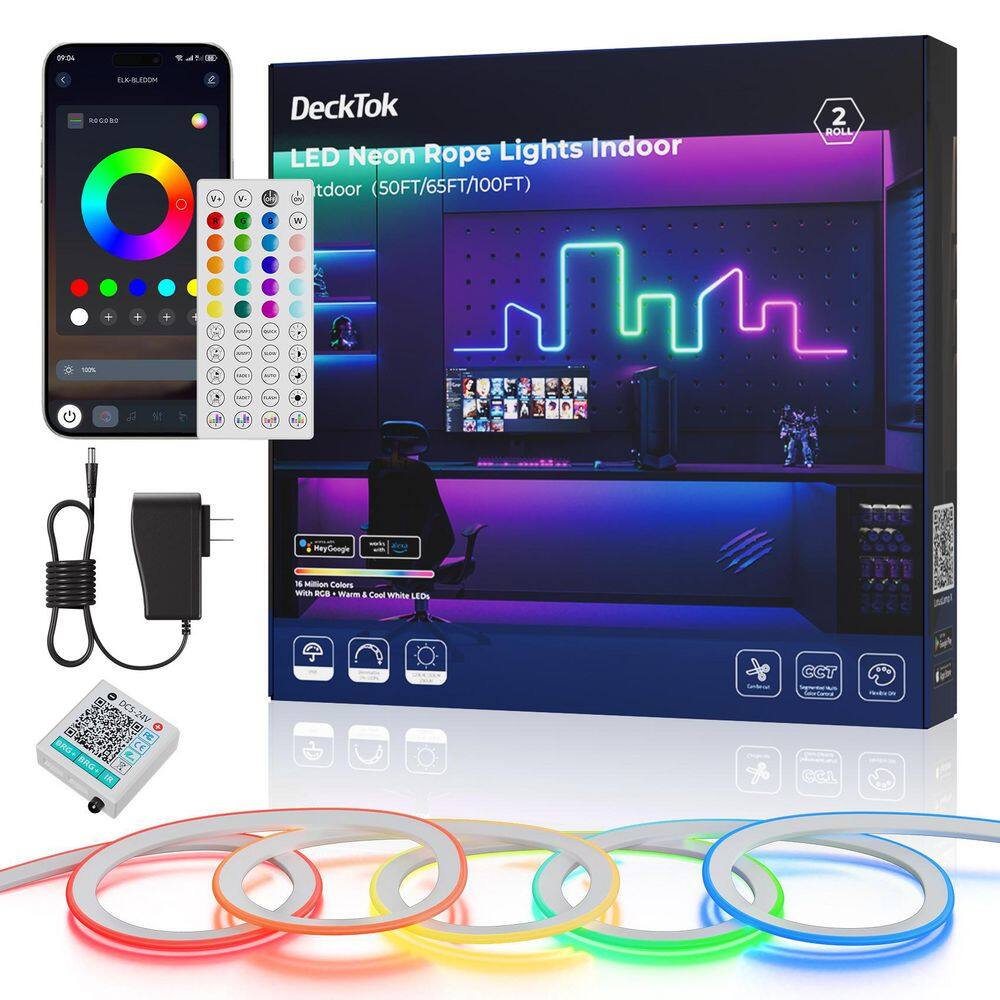 65 ft. Smart RGB Color Changing Bluetooth Plug-In Neon Flex Rope Integrated LED Strip Light Control with App/Remote price history on PriceWatchPro