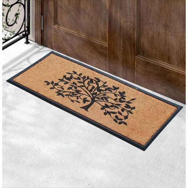 A1hc Natural Coir & Rubber Doormat, Thick Durable Doormats for Outdoor Entrance, Heavy Duty - 24 x 39 - Beige/Black