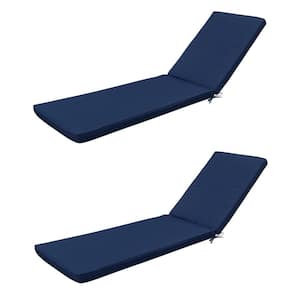 22.05 in. x 74.41 in. x 2.76 in. 2-Piece Deep Seating Outdoor Chaise Lounge Cushion in Blue Striped