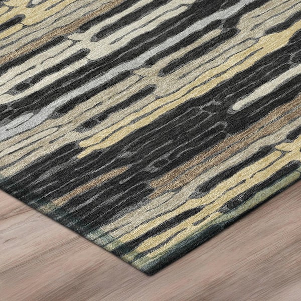 Chantille Machine Washable Indoor/Outdoor Abstract ACN3114 Black 9 ft. x 12 ft. Area Rug