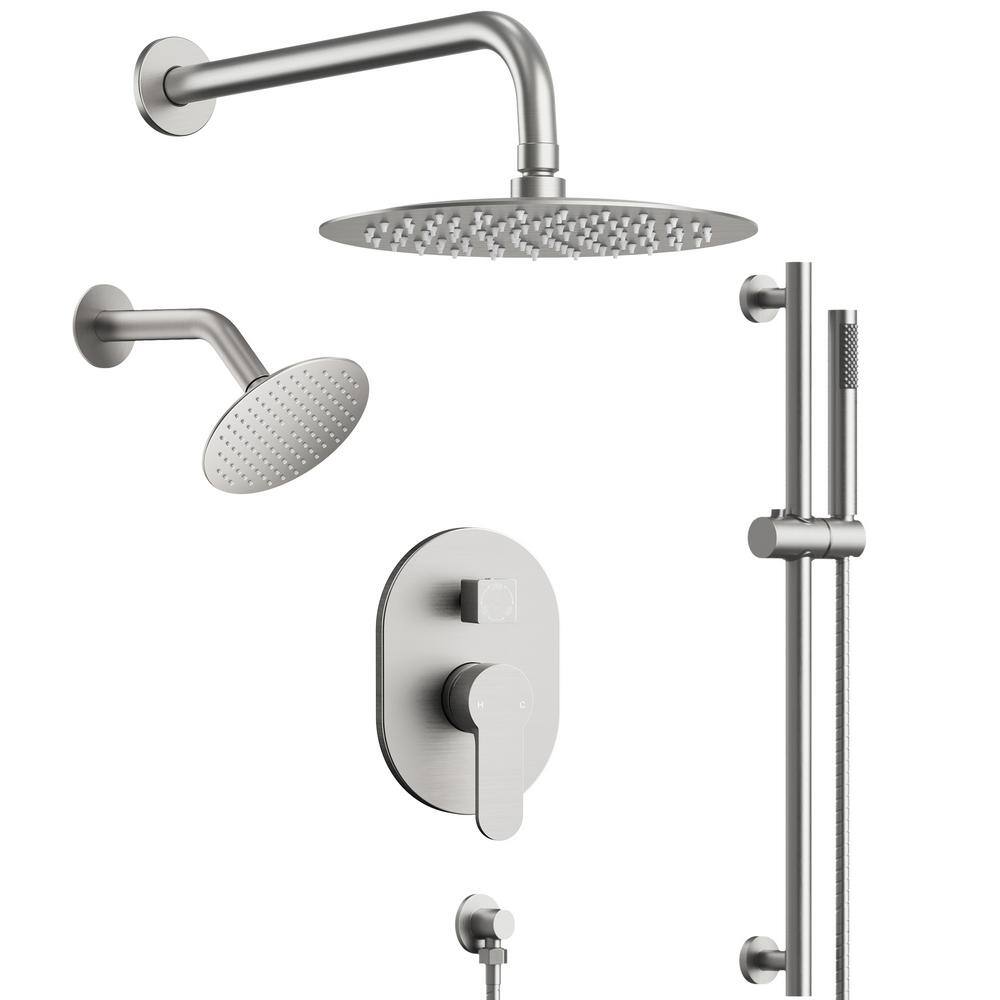 Dual Function Brushed Nickel Stainless Steel Shower System