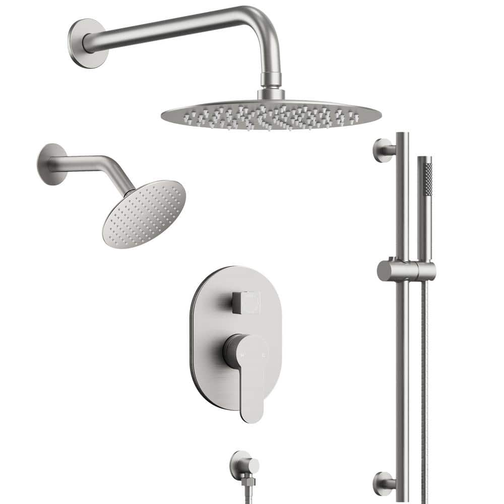 Dual Function Brushed Nickel Stainless Steel Shower System