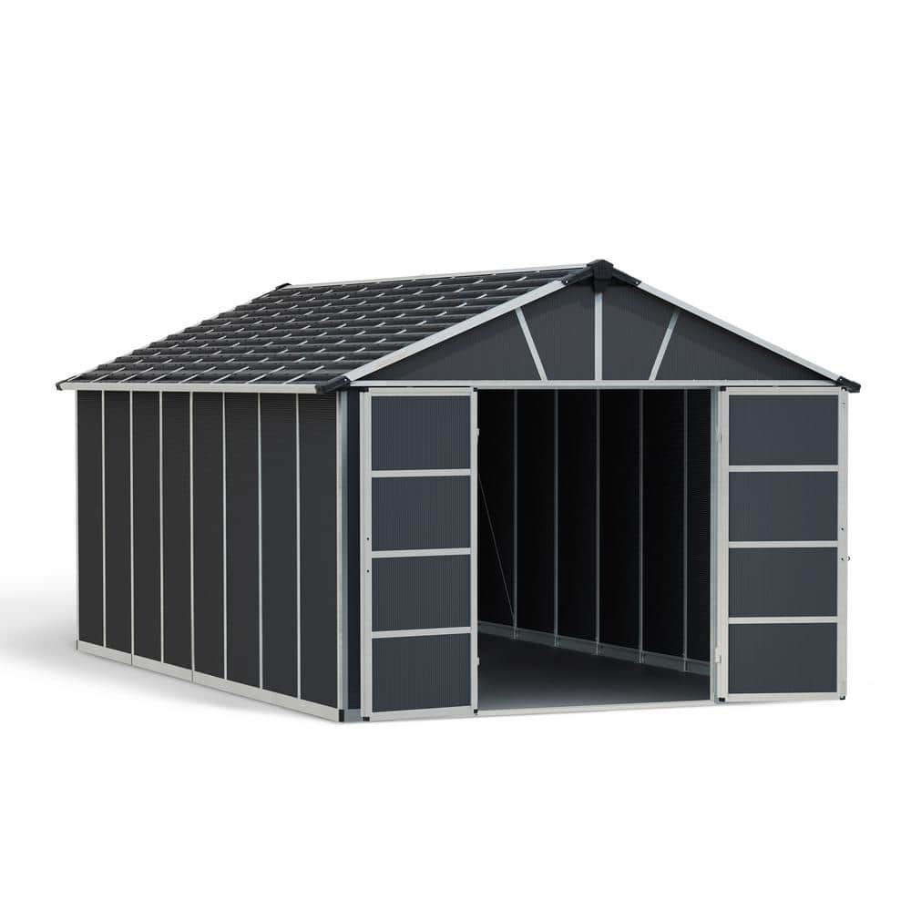 CANOPIA by PALRAM Yukon 11 ft. x 17 ft. Dark Gray Large Garden Outdoor Storage Shed with Floor -  705723