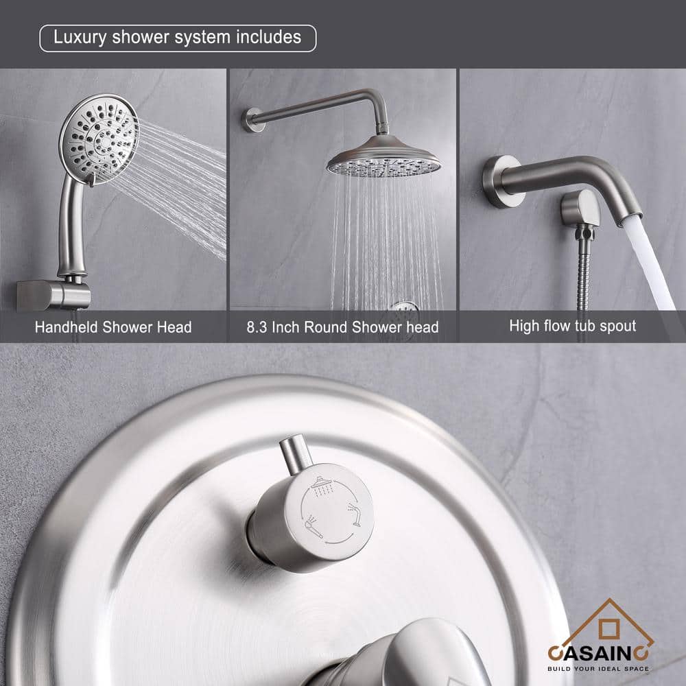 Brushed Nickel Multi-Head Wall Mounted Shower System