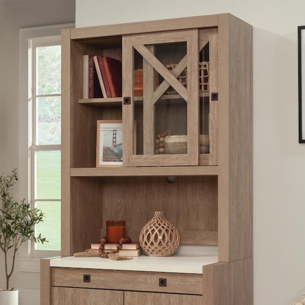 SAUDER Dixon City 32.992 in. W Brushed Oak Office Desk Hutch with