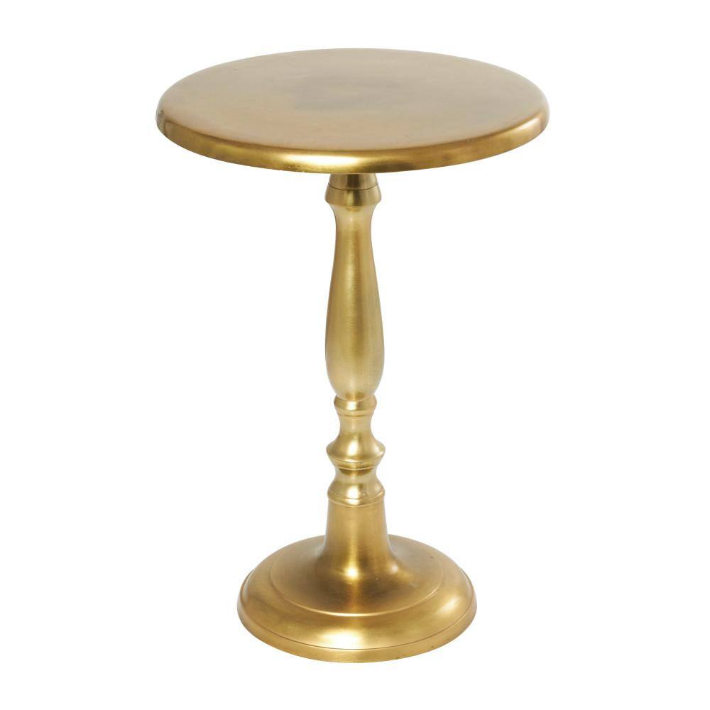 Gold Aluminum Round Pedestal Accent Table, 19"