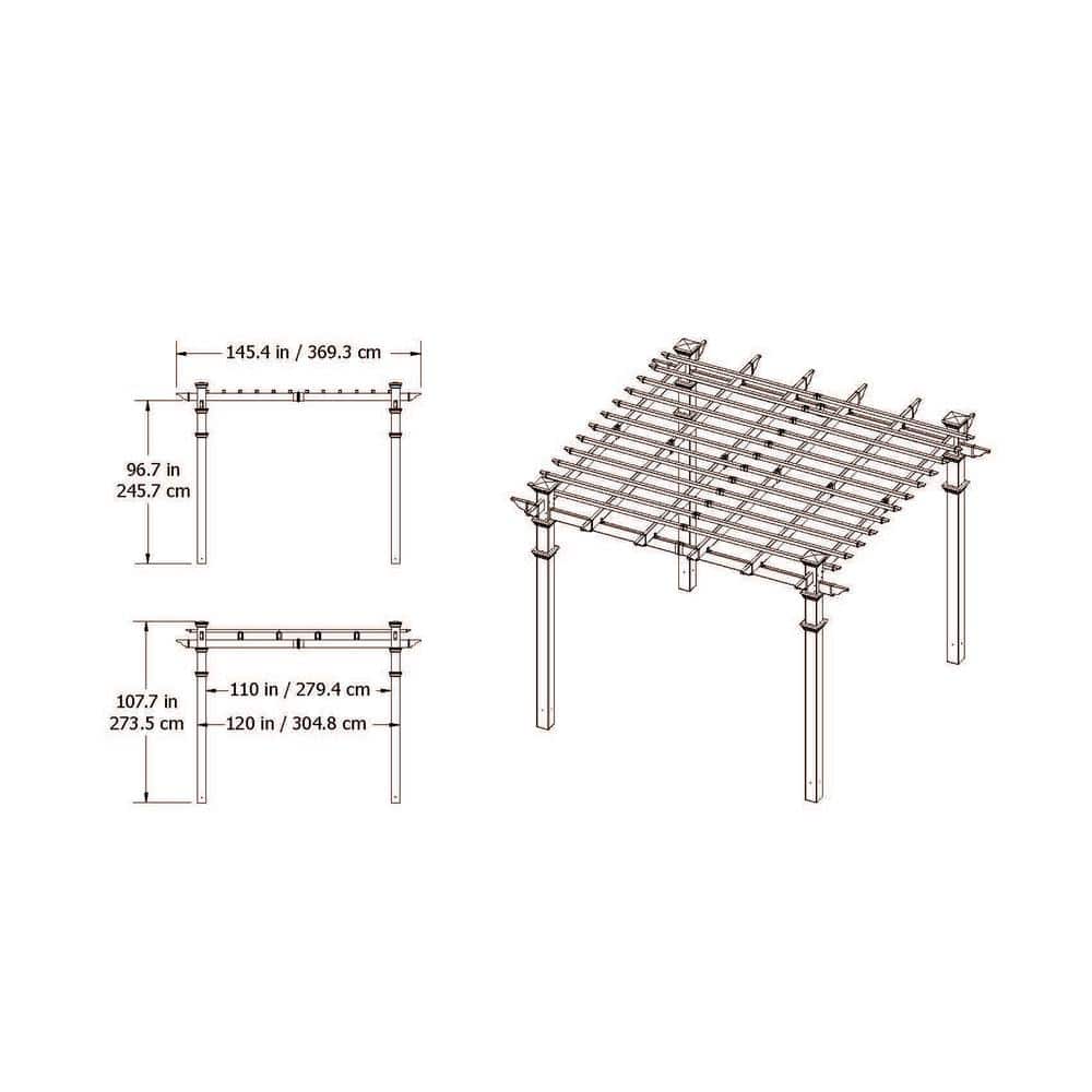 White 10 ft. x 10 ft. Vinyl Traditional Square Pergola