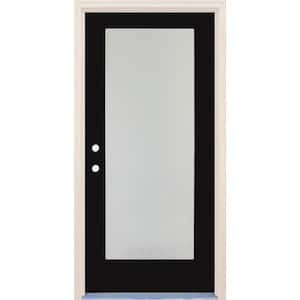 36 in. x 80 in. Right-Hand/Inswing 1 Lite Satin Etch Glass Onyx Painted Fiberglass Prehung Front Door with 4-9/16" Frame