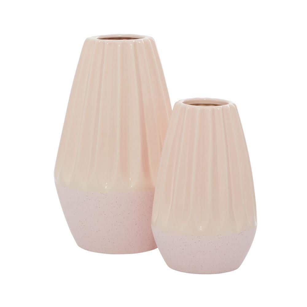 DecMode 11   8 H Handmade Pink Ceramic Vase  Set of 2