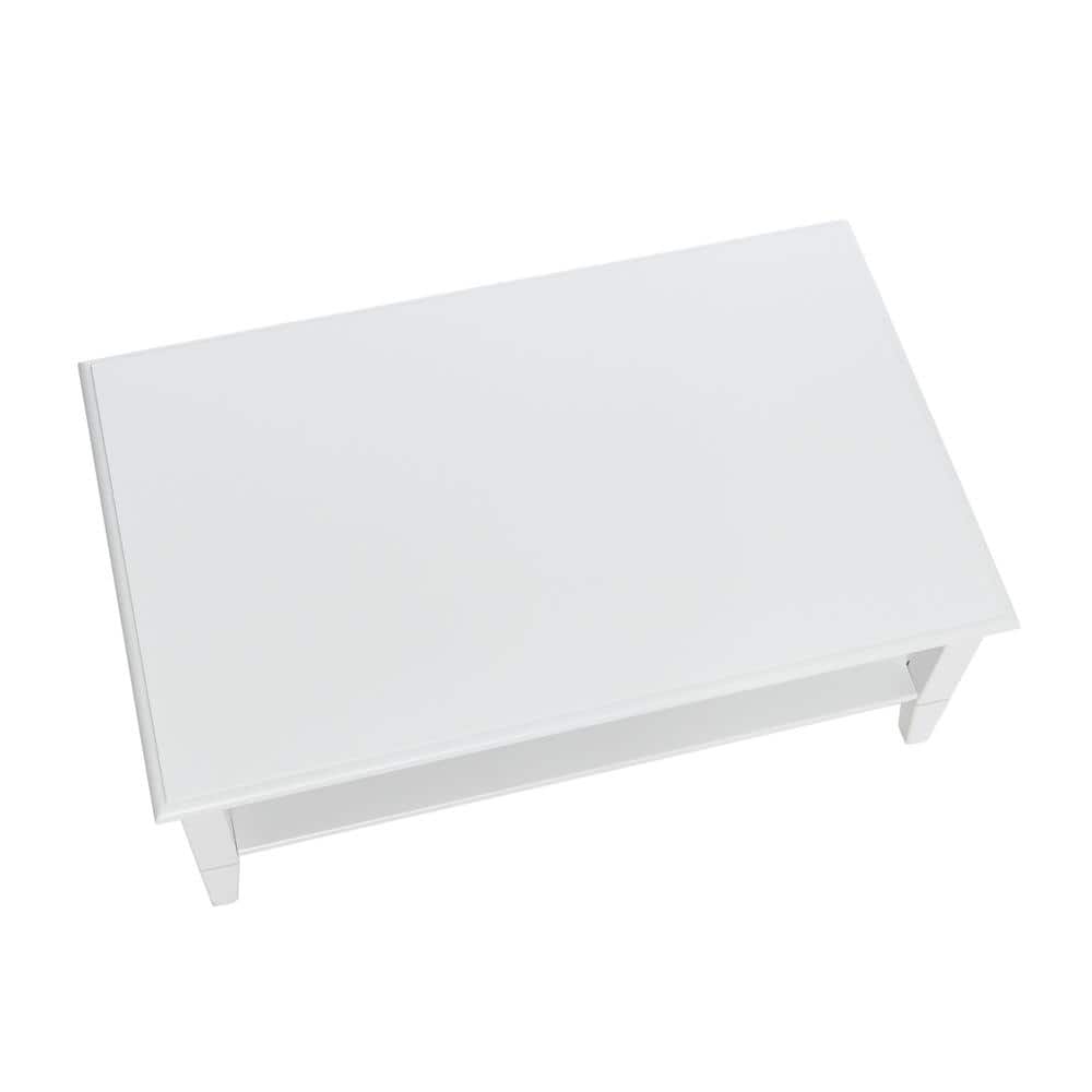 White Pine Wood Rectangular Coffee Table with Storage