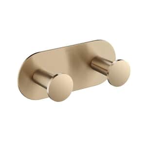 Elie Bathroom Robe and Towel Rack with 2 Hooks in Brushed Gold