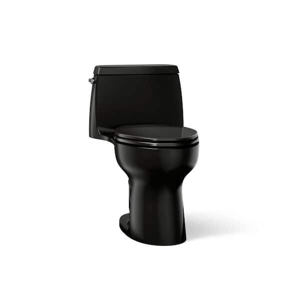 Santa Rosa 12 in. Rough In 1-Piece 1.28 GFP Single Flush Elongated Chair Height Toilet in Black with Soft Close Seat