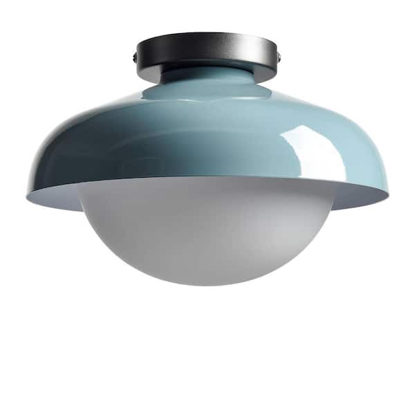 13.8 in. 1-Light Blue Flush Mount with No Glass Shade and No Bulbs Included 1-Pack