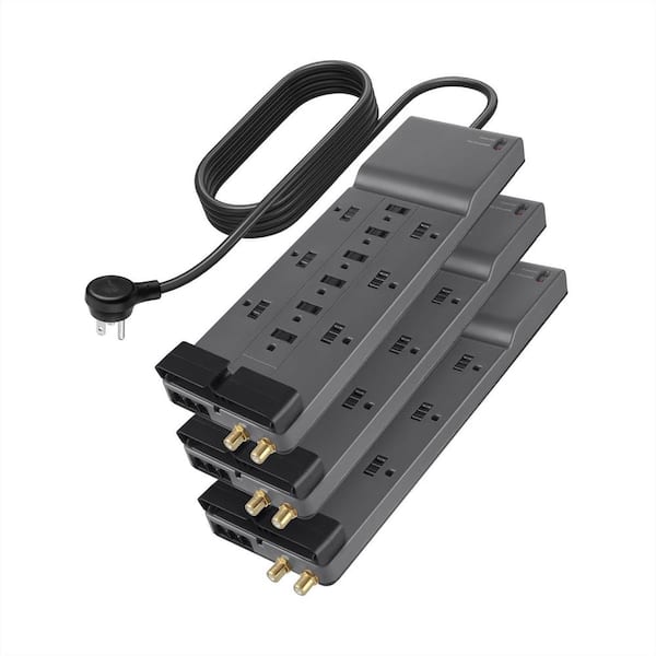 Yichuhaoxi Power Strip Heavy Duty Extension 8 ft. Long Flat 12 AC Multiple-Outlets Surge Protector