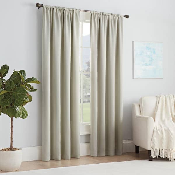 Eclipse Thermapanel Stone Solid Polyester 54 in. W x 54 in. L Room Darkening Single Rod Pocket Curtain Panel