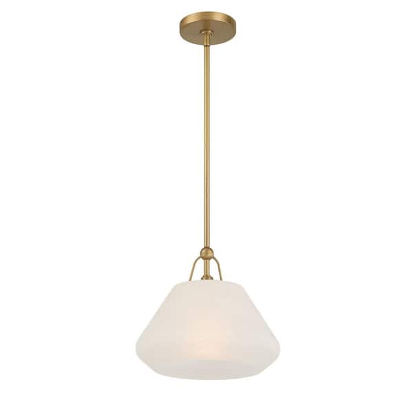 Minka Lavery Orion 60-Watt 1-Light Legacy Brass Globe Pendant Light with Alabaster Glass Shade, No Bulb Included