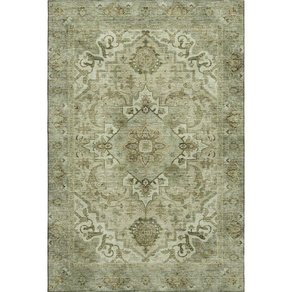 Mayfield Premium Machine Washable Abstract AMF2164 Sage 5 ft. x 7 ft. 6 in. Area Rug