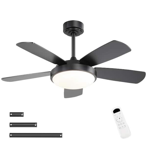 Sofucor 42 in. Indoor Black Color Changing Integrated LED Ceiling Fan with 5-Blade Reversible DC Motor Remote Control
